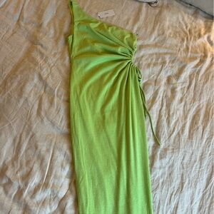 Vibrant Green One-Shoulder Dress